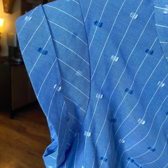 Eliza J. Dress Pinstripe Collared Button Down Shirt Dress Blue Womens Size 8 - Picture 5 of 8